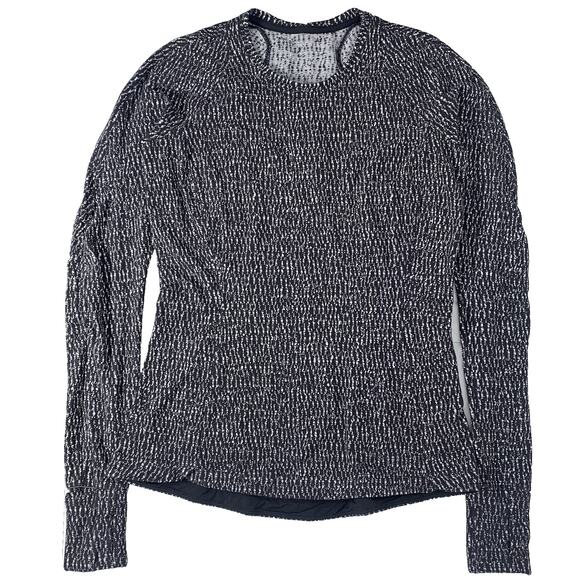 LULULEMON Runderful Long Sleeve 10 Jacquard Black White Slim Fit Thumbholes EUC - Picture 1 of 9